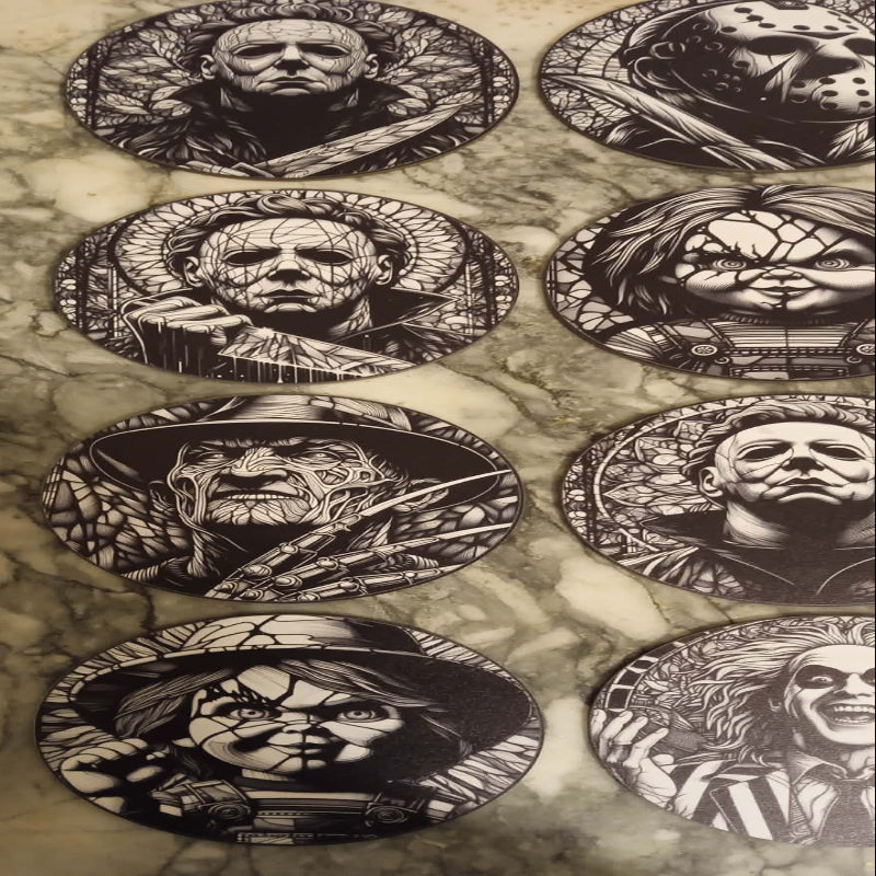 Lot de 8 sous-verres horreur