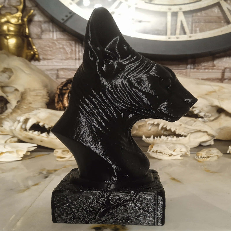 Buste chat siamois en 3D noir