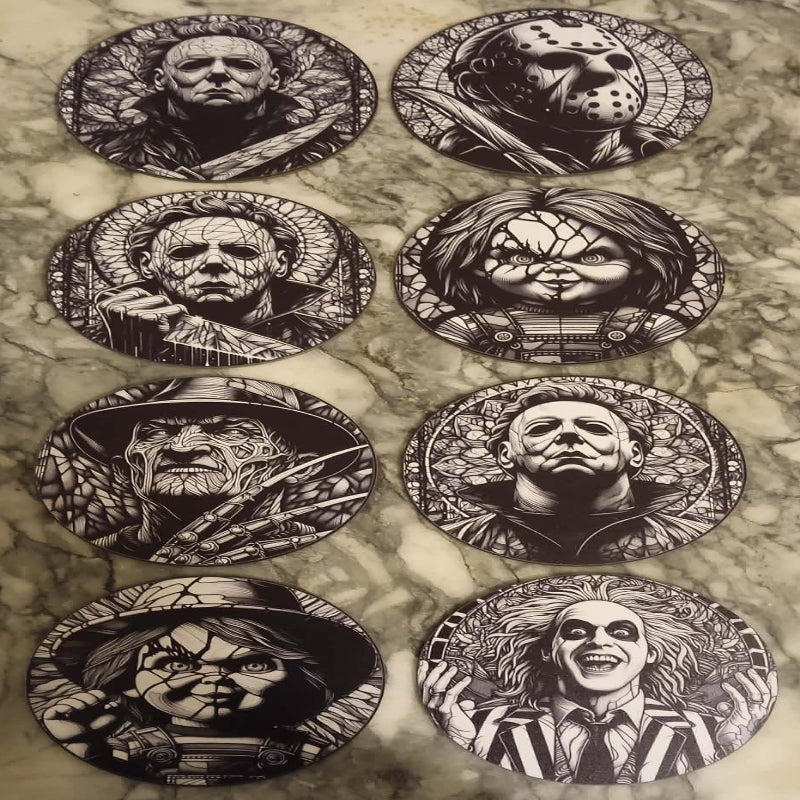 Lot de 8 sous-verres horreur