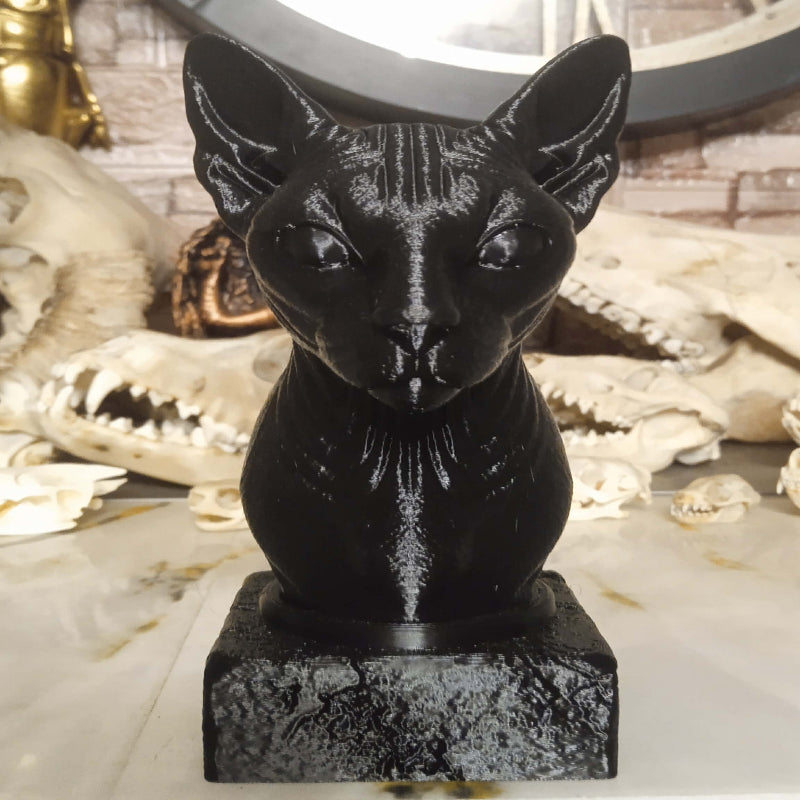 Buste chat siamois en 3D noir