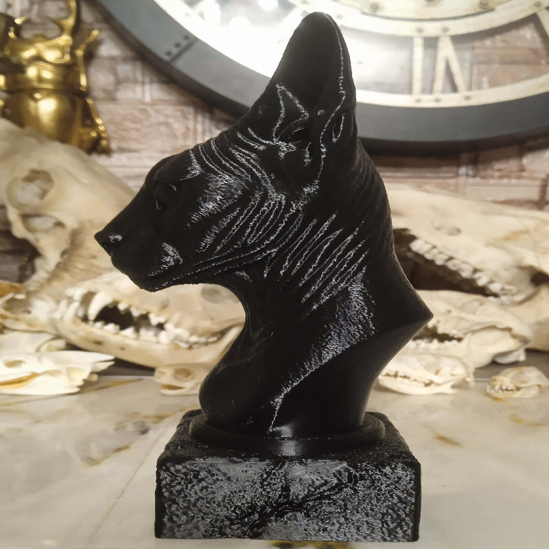 Buste chat siamois en 3D noir