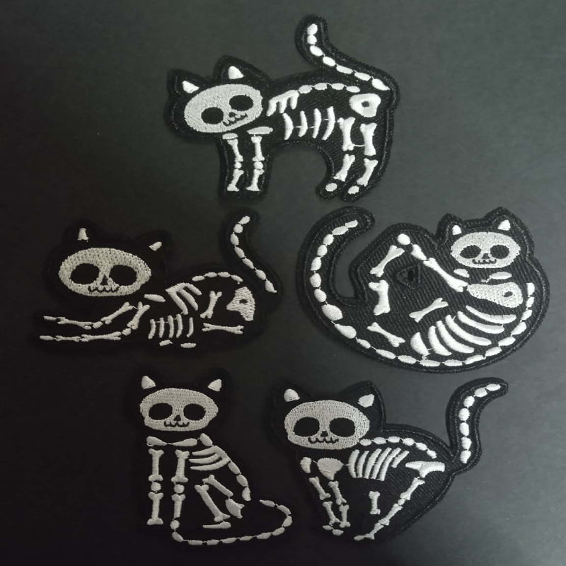 Patchs chats squelette x 5