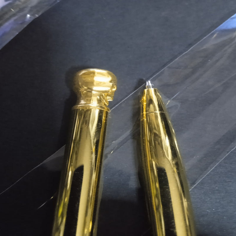 Lot de stylos billes crâne doré  x 2