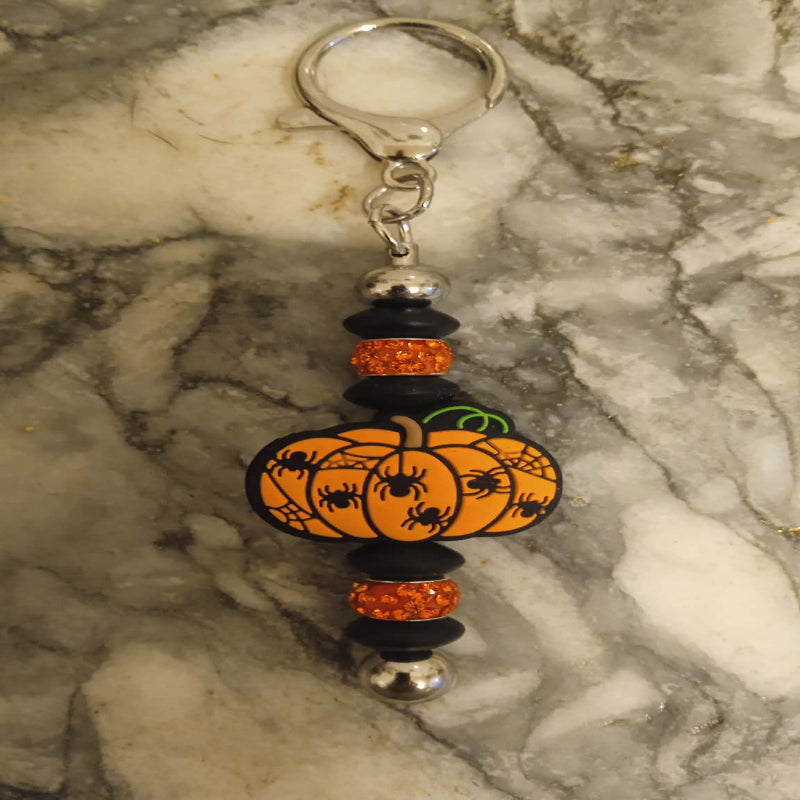 Porte-clés " citrouille strass " fait main