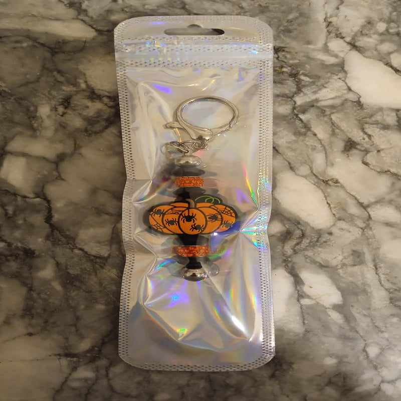 Porte-clés " citrouille strass " fait main