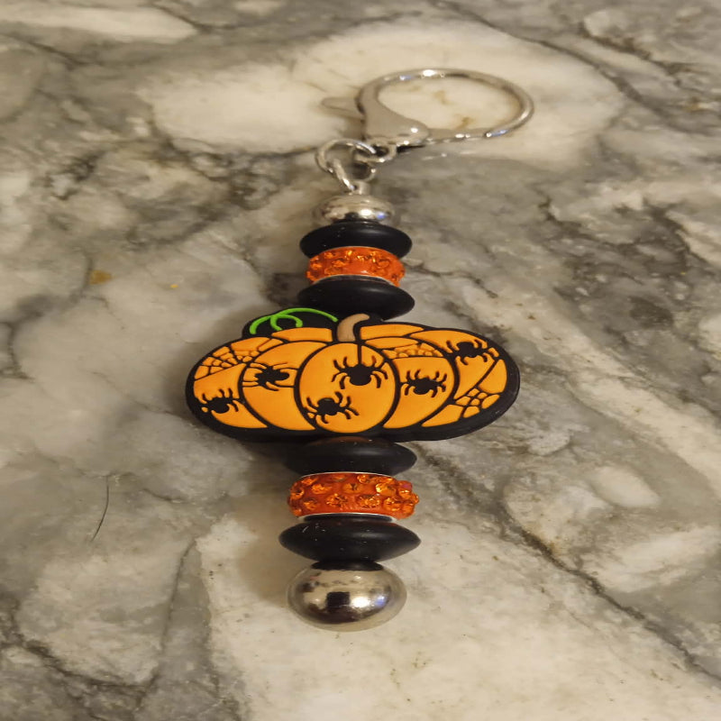 Porte-clés " citrouille strass " fait main