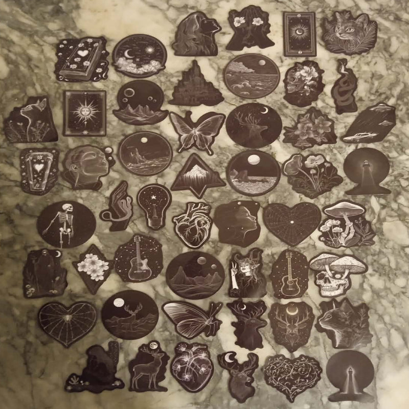 Stickers gothique noir et blanc x 50