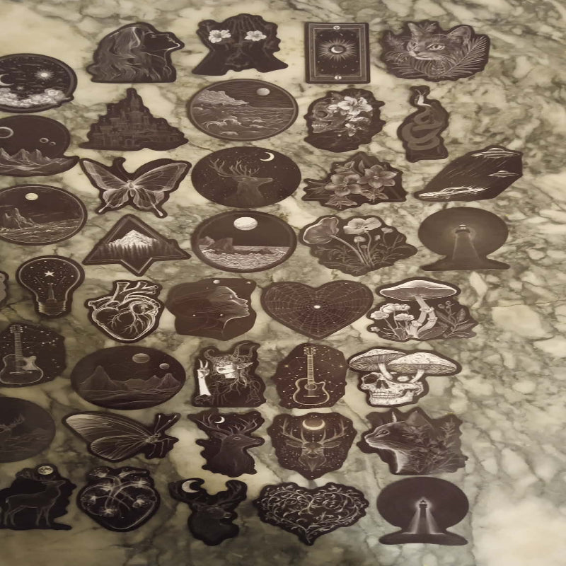 Stickers gothique noir et blanc x 50